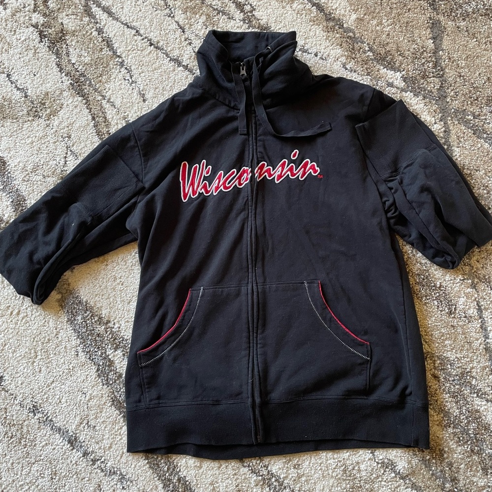 Wisconsin Black Zip-Up Campus Drive Hoodie